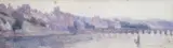 View of a riverside town by Mary Reade, watercolour, offered Jun 2022