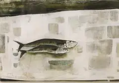 Fish by Ffiona Lewis, 2000, oil and pencil on board, sold Jun 2022