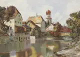 River landscape by Ludwig Klein, oil on canvas, sold Jun 2022