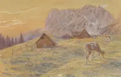 Trefpner Alpe by Gustav Bauer, 1922, watercolour, sold Jun 2022
