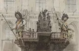 Gog and Magog in the Guildhall in 1809 by George Shepherd, 1809, ink and watercolour, sold Jun 2022