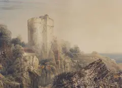 Lympne Castle, Romney Marsh, Ryman & Co label verso, 52 x 74cm by Peter de Wint Ows, watercolour, sold Jun 2022