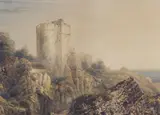 Lympne Castle, Romney Marsh, Ryman & Co label verso, 52 x 74cm by Peter de Wint Ows, watercolour, sold Jun 2022