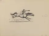 Jockey fallen behind by Norman Thelwell, ink, sold Jun 2022