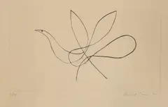 Stylised bird by Breon O'Casey, etching, sold Jun 2022