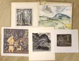 Trees at Westerham’ and 'Mountain Lake by Mabel Alleyne, watercolour, sold Jun 2022