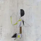 Figure with kite by Suzanne Van Damme, mixed media, sold May 2022