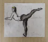 Sketch of a ballet dancer, inscribed 'For Pat from Mervyn 1944 by Mervyn Peake, charcoal and oil on paper, sold May 2022