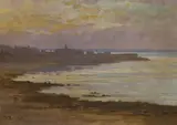 Coastal landscape at sunset by Beatrice Bright, oil, sold May 2022
