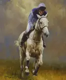 Richard Dunwoody on Desert Orchid by Graham Isom, oil on canvas, sold May 2022