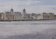 Royal Naval College, Greenwich, monogrammed, 25 x 35cm by John Lynch, watercolour, sold May 2022