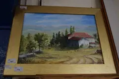 Farmhouse in Spain by Angela McGhee, oil on board, offered Aug 2022