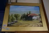Farmhouse in Spain by Angela McGhee, oil on board, offered Aug 2022