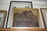 Oil on canvas study of timber framed buildings together with a further study of a by Mixed Lot, OIL ON CANVAS, sold Aug 2022