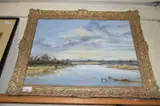 Broadland scene, oil on board, gilt frame by Valerie James, OIL ON BOARD, sold Aug 2022