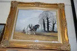 Study of heavy horses ploughing, oil on canvas, gilt framed by James J. Allen, OIL ON CANVAS, sold Aug 2022