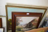 Riverside scene, together with a further oil on board, 'watering horses', and a by Watercolour Study, WATERCOLOUR, sold Aug 2022