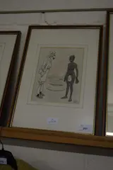 Comical study 'perak' by Stanley Wood, watercolor, sold Aug 2022