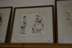 Comical drawing, 'i would like to make a study of you sometime when you've nothing on' by Stanley Wood, drawing, sold Aug 2022