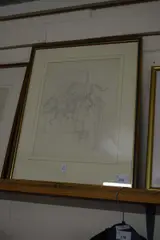 Comical drawing, 'suffrage', featuring a naked woman and an octopus by Stanley Wood, sculpture, sold Aug 2022