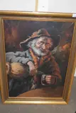 Old man pouring wine by Alberto Cecconi, oil on canvas, sold Aug 2022