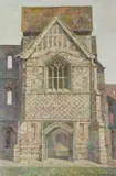 Castle Acre from the west range of the priory by Donald Plenderleith, oil on board, sold Jul 2022