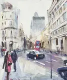 Threadneedle Street by Paul Rowland, 2020, acrylic on board, sold Jul 2022
