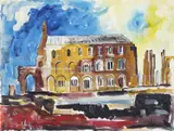 Binham Priory by Brian Edwards, 2017, acrylic on canvas, sold Jul 2022