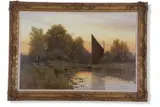 River Reflection on the River Bure by Colin W. Burns, oil on canvas, sold Jul 2022