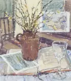 Little Brown Jug by Rosemary Carruthers, Gouache, signed, sold Jul 2022