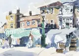 Southwold Market Place by John Tookey, ink and watercolour, sold Jul 2022