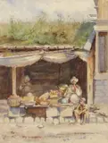 Gulucurz Bazaar by Violet Esther Drury Clutterbuck, watercolour, sold Jul 2022