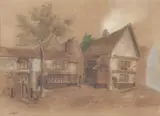 Elm Hill, Norwich by Edward Pococke, ink and watercolour, sold Jul 2022