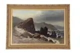 A coastal scene with figures climbing ashore by Frederick Tully Lott, oil on canvas, offered Jul 2022