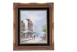 Parisian street scene, impasto oil on canvas by Caroline C. Burnett, oil on canvas, sold Jul 2022
