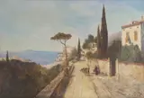 Italian coastal scene by George Herbert Rose, 1914, oil on canvas, sold Jul 2022