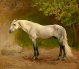 American, Romeo, an Arabian Stallion in a Landscape by Frederick Arthur Bridgman, oil on canvas, offered Jan 2024