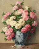 French, a still life of flowers in an Oriental vase by Maurice Décamps, oil on canvas, sold Jan 2024