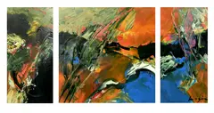 French, an abstract triptych by Pascal Magis, oil on canvas, sold Jan 2024