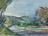Landscape Le Muy by Peter Coker, 1979, oil on canvas, sold Jan 2024