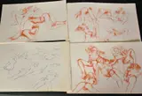 A folio of unframed female life studies by Peter Collins, ink and conte, sold Jan 2024