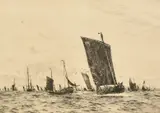 A Belfast fishing fleet by William Lionel Wyllie, etching, sold Jan 2024