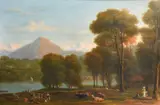 Figures and livestock on the banks of Lake Geneva by Samuel John Stump, 1833, oil on canvas, sold Nov 2023
