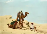 One of an Arab gentleman resting by De Hoenische, oil on canvas, sold Nov 2023