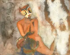 Senora Y Su Compania by Francisco Toledo, mixed media, sold Nov 2023