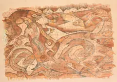 Juarez Salvado de las Aguas by Francisco Toledo, mixed media, sold Nov 2023