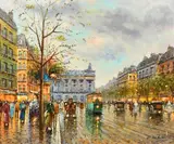 Figures by G. De Luca, oil on canvas, sold Nov 2023