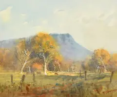 Tasmanian Pastoral by Rodney Symmons, watercolour, offered Nov 2023
