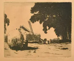Making the Stack by Eric Hesketh Hubbard, etching, offered Nov 2023