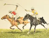 French/American, a pair of colour etchings of polo scenes, both signed and numbered 29/250 in pencil, both 18.5" x 23.5" (47 x 60cm), (2) by Georges-Louis Claude, pencil, sold Nov 2023